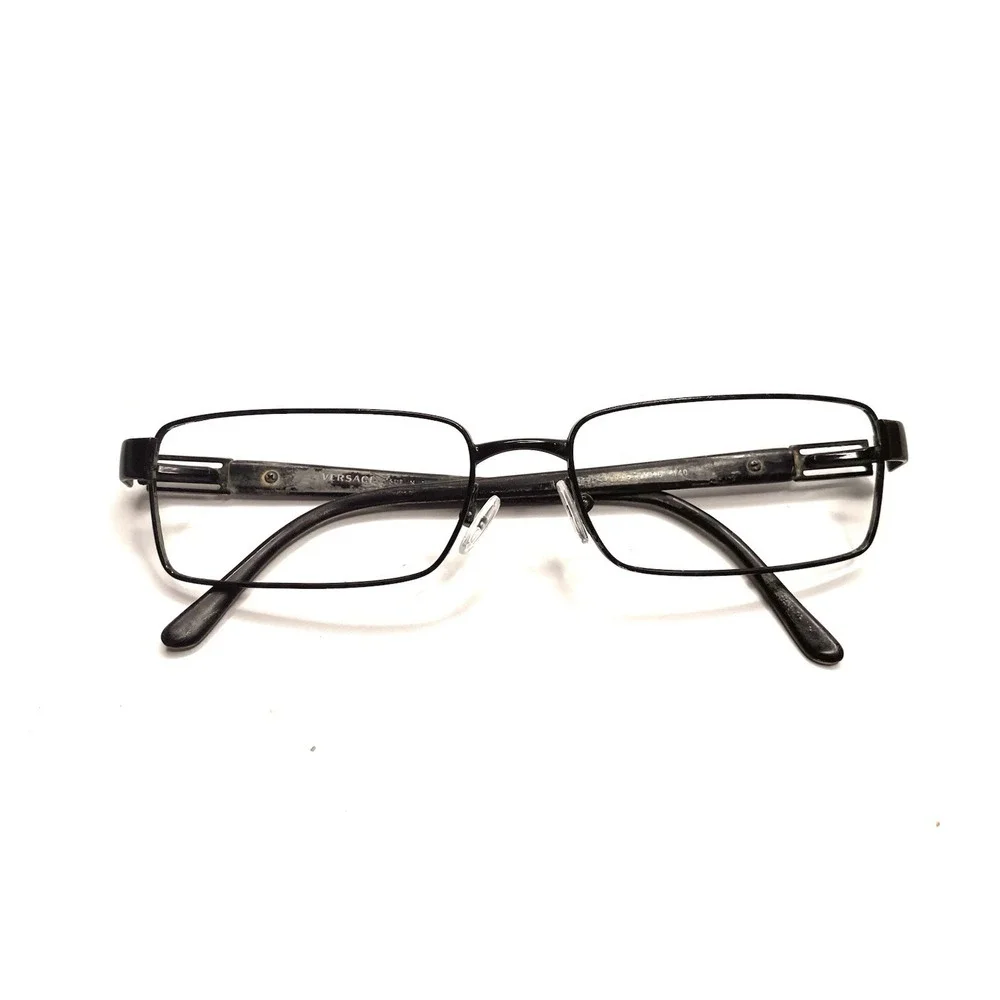 Versace Black Metal Rectangular Glasses Made In Italy MOD. 1120 1009-S 54 16 140